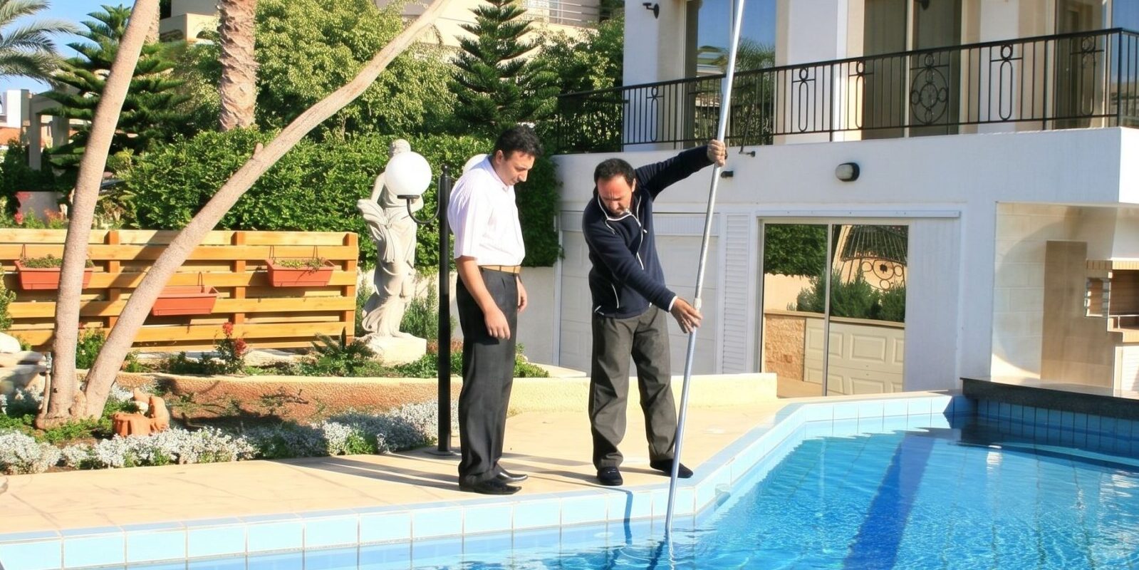 Liquid Concepts pool service technician working on a Fort Myers residential pool