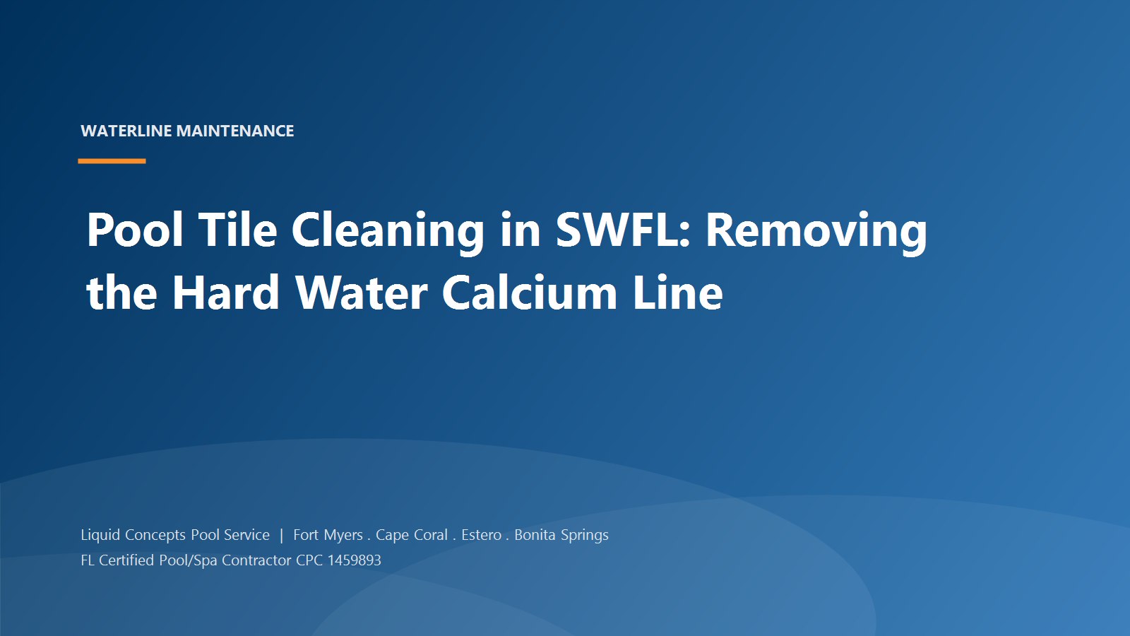 Pool tile cleaning and calcium removal in Southwest Florida Guide to pool tile cleaning and removing the hard water calcium line at the waterline of Southwest Florida pools